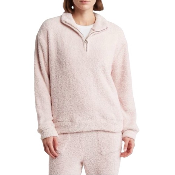 Honeydew Intimates NWT S light pink Sherpa 1/4 zip sweater - Picture 1 of 14